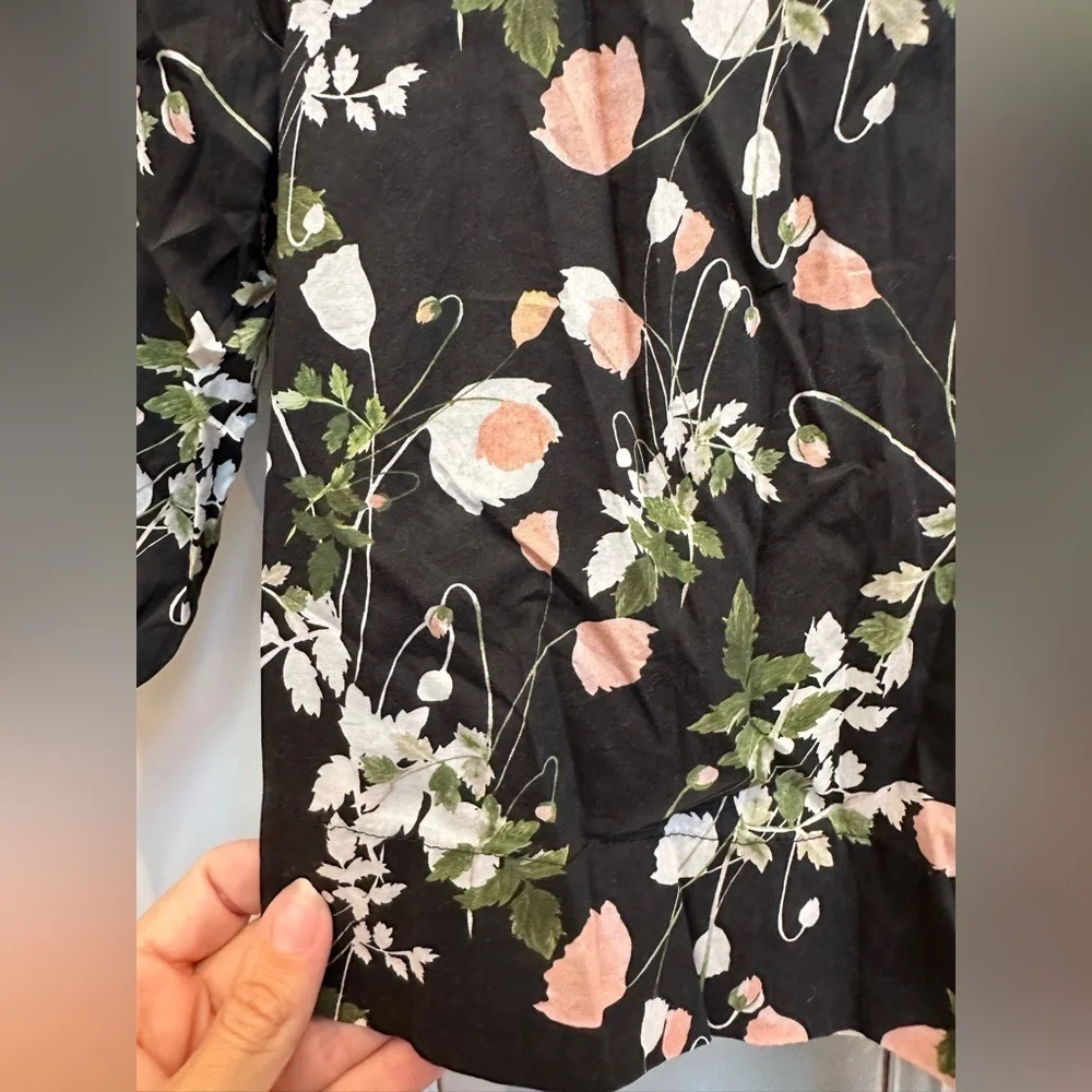 J. Crew Liberty Art Fabrics Poppy Dream Shirt Blouse Floral Print Black Size XXS